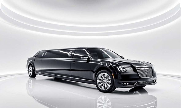 White Chrysler 300 limousine exterior